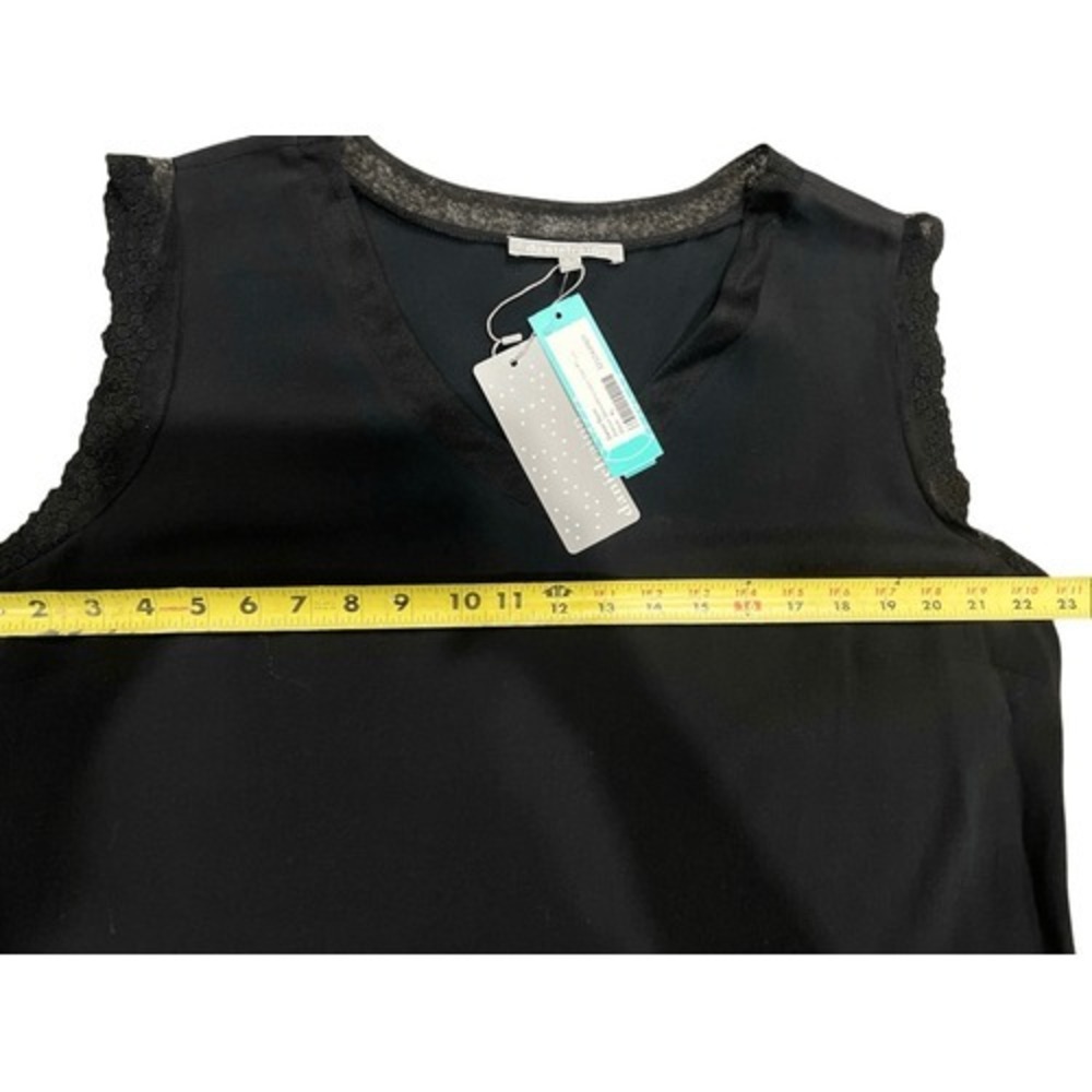 Daniel Rainn Black Lace Trim Sleeveless Blouse XL V Neck Career Office Top - Picture 13 of 13